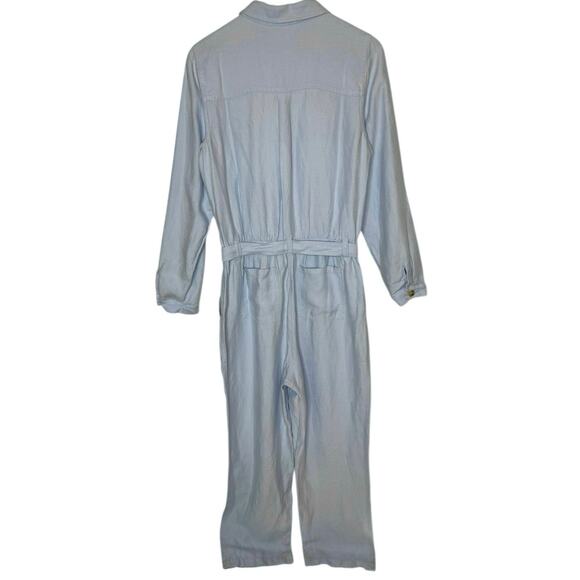 Soft Surroundings Kerry Jumpsuit Linen Blend Light Blue Coverall, size 12 - Picture 5 of 6